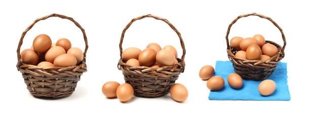 brown eggs on white background