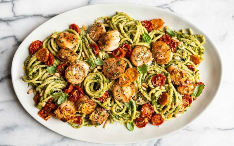 pesto-scallop-pasta