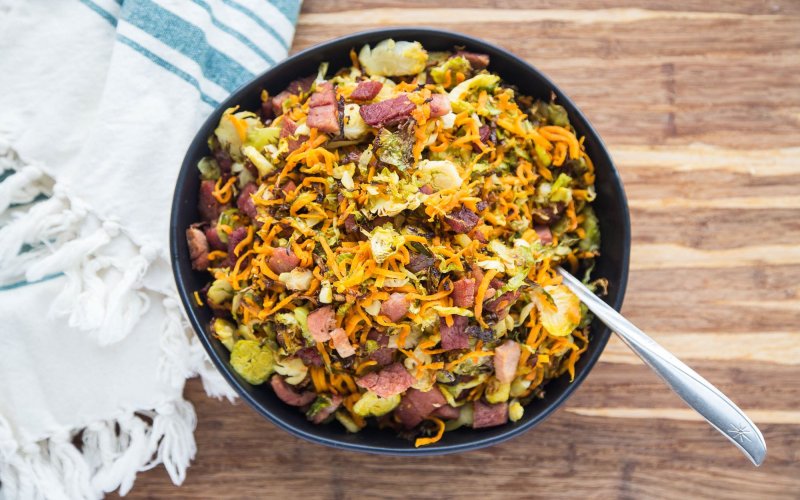roasted-ham-and-shredded-brussels-sprout-hash